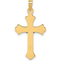 14K Yellow Gold Polished Fleur de Lis INRI Crucifix Cross Pendant - 30.9mm by Oro Pregiato