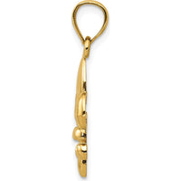 14K Yellow Gold Polished Fleur de Lis Pendant - 25mm Length, Solid Design by Oro Pregiato