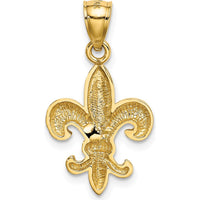 14K Yellow Gold Polished Fleur de Lis Pendant - 25mm Length, Solid Design by Oro Pregiato