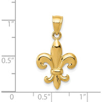 14K Yellow Gold Polished Fleur de Lis Pendant - 25mm Length, Solid Design by Oro Pregiato