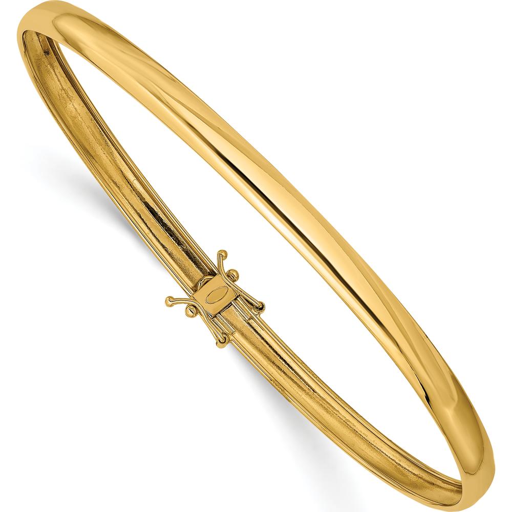 14K Yellow Gold Polished Flexible 4.00mm Round Bangle Bracelet by Oro Pregiato
