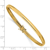 14K Yellow Gold Polished Flexible 4.00mm Round Bangle Bracelet by Oro Pregiato