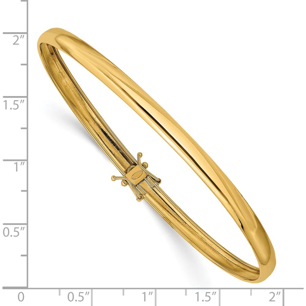 14K Yellow Gold Polished Flexible 4.00mm Round Bangle Bracelet by Oro Pregiato