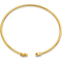 14K Yellow Gold Polished Flexible Cuff Bangle with 1/5 Carat Round Diamonds by Oro Pregiato