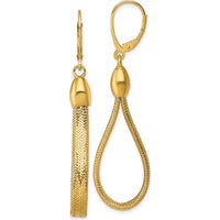 14K Yellow Gold Polished Flexible Mesh Teardrop Dangle Earrings - 58.12mm Length by 0
