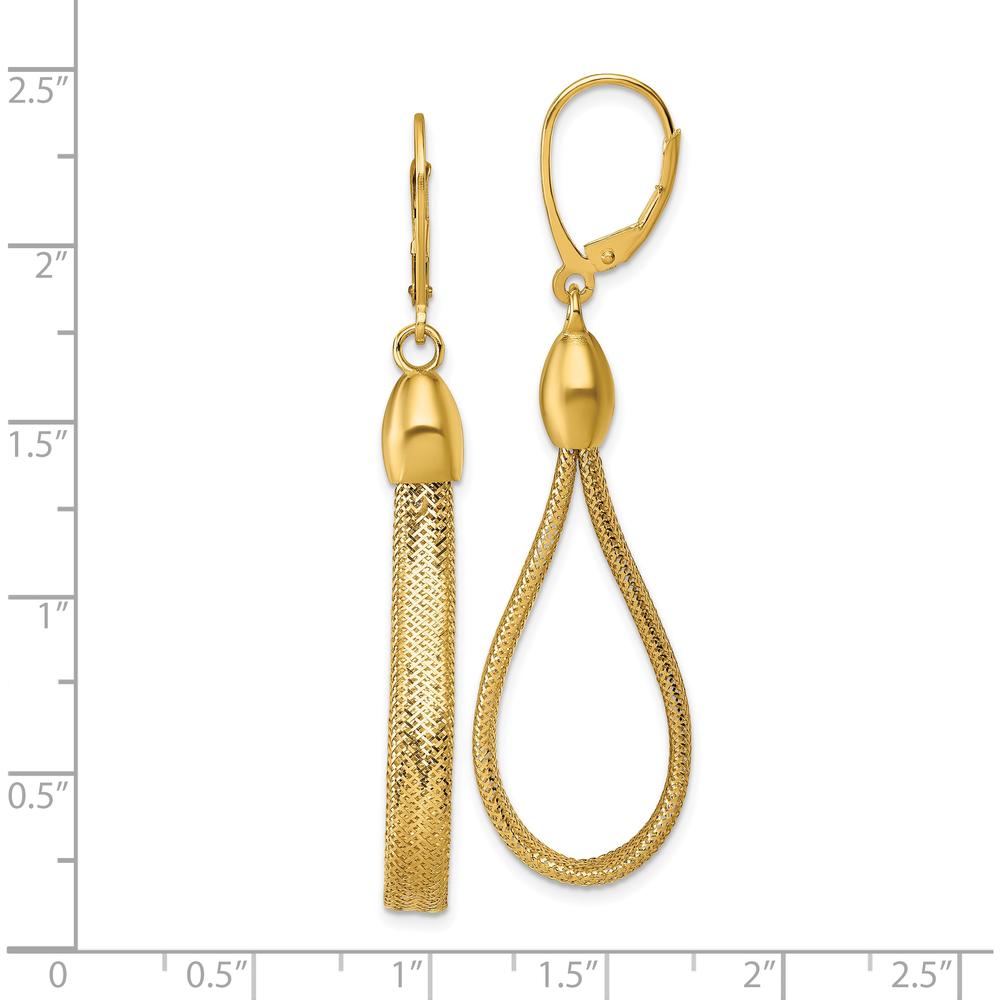 14K Yellow Gold Polished Flexible Mesh Teardrop Dangle Earrings - 58.12mm Length by 0