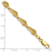 14K Yellow Gold Polished Flip Flop 7" Bracelet with Textured Links by Oro Pregiato