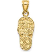 14K Yellow Gold Polished Flip Flop Pendant with Lab Created Blue Opal by Oro Pregiato