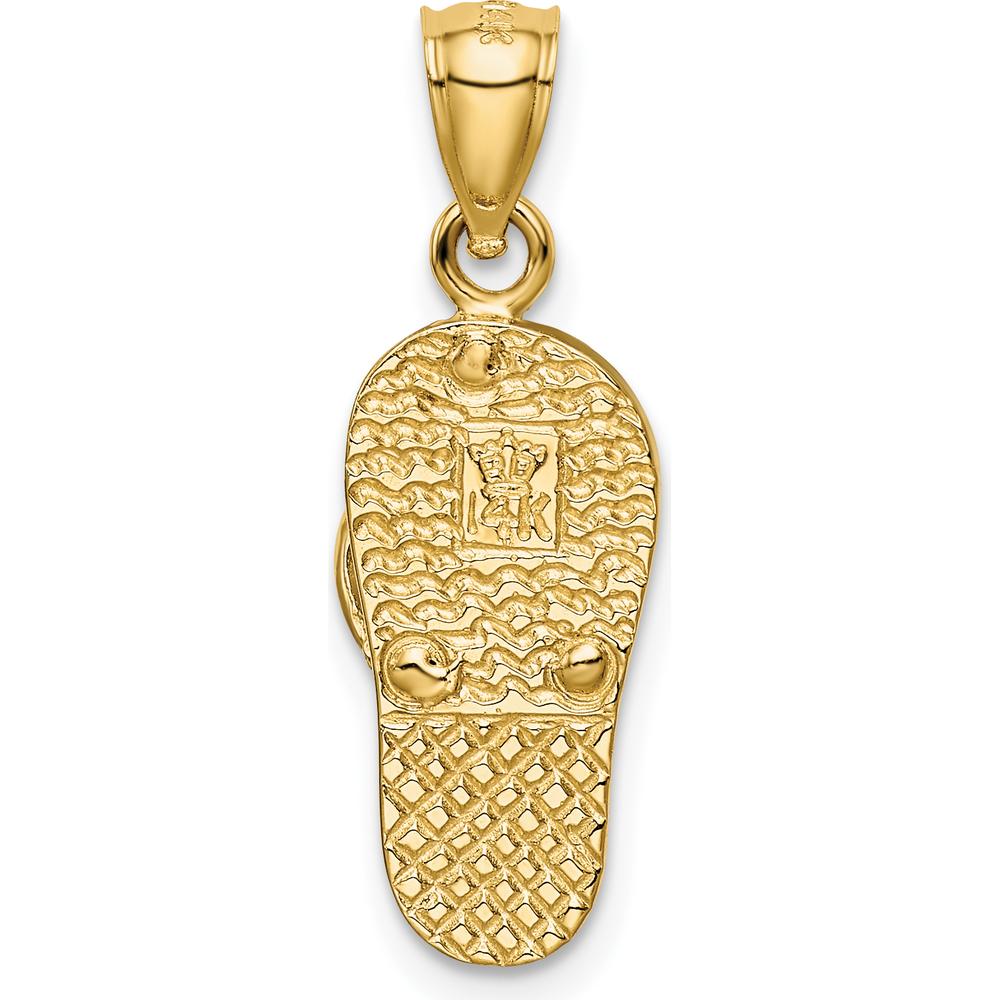 14K Yellow Gold Polished Flip Flop Pendant with Lab Created Blue Opal by Oro Pregiato
