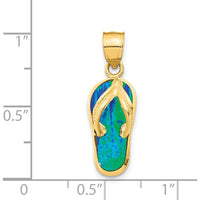 14K Yellow Gold Polished Flip Flop Pendant with Lab Created Blue Opal by Oro Pregiato