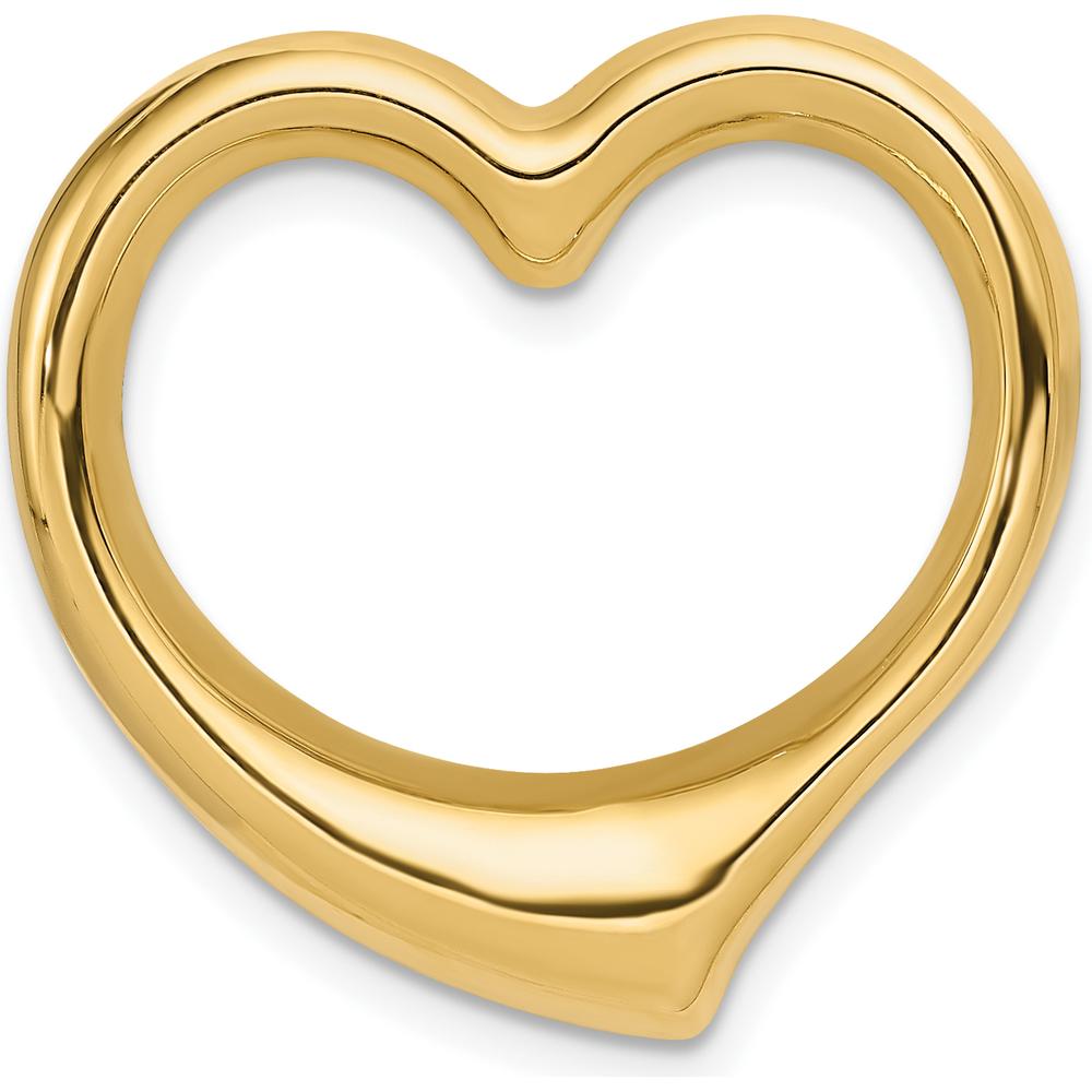 14K Yellow Gold Polished Floating Heart Pendant - 23mm Charm by Oro Pregiato
