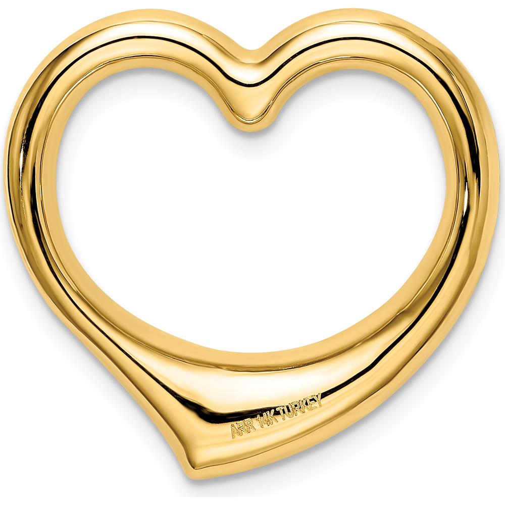 14K Yellow Gold Polished Floating Heart Pendant - 23mm Charm by Oro Pregiato