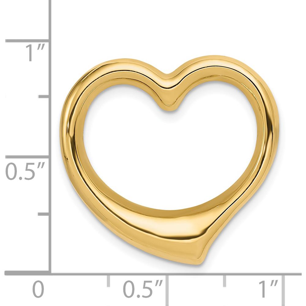 14K Yellow Gold Polished Floating Heart Pendant - 23mm Charm by Oro Pregiato