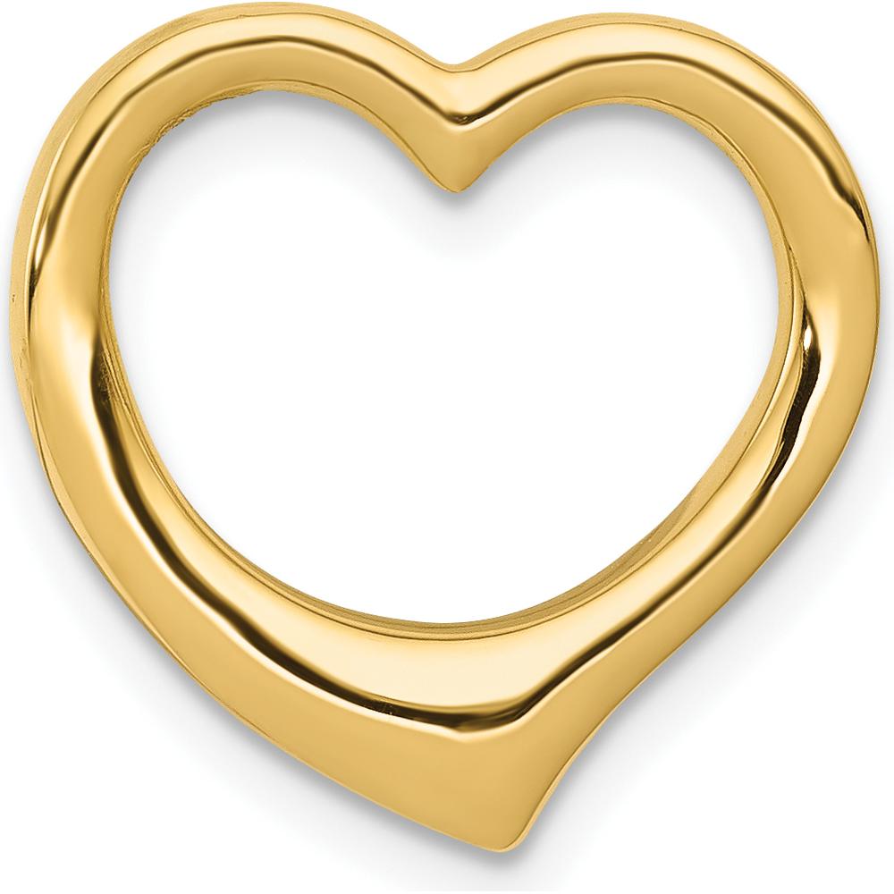 14K Yellow Gold Polished Floating Heart Pendant Slide - 15mm by Oro Pregiato