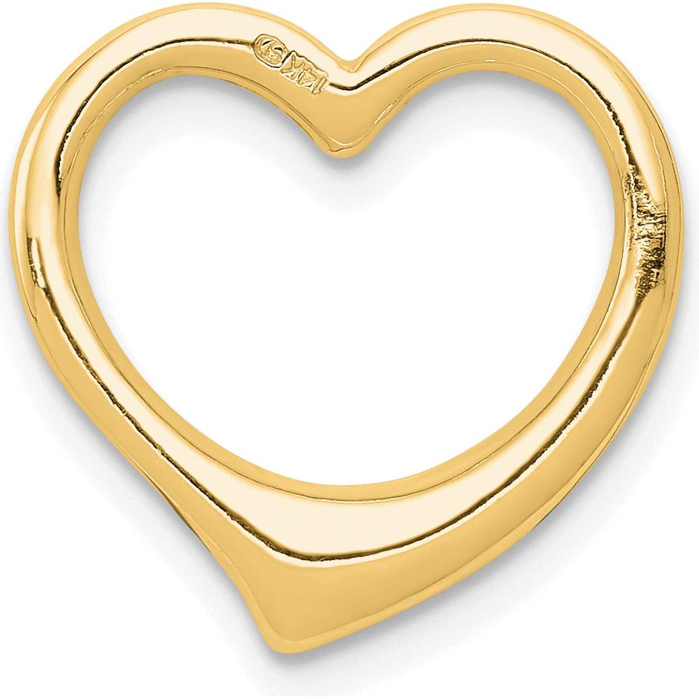 14K Yellow Gold Polished Floating Heart Pendant Slide - 15mm by Oro Pregiato