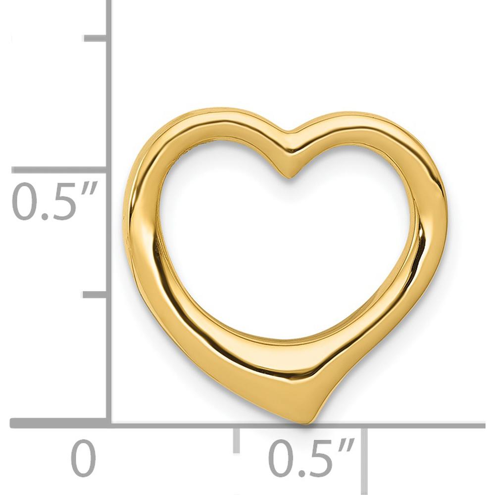 14K Yellow Gold Polished Floating Heart Pendant Slide - 15mm by Oro Pregiato
