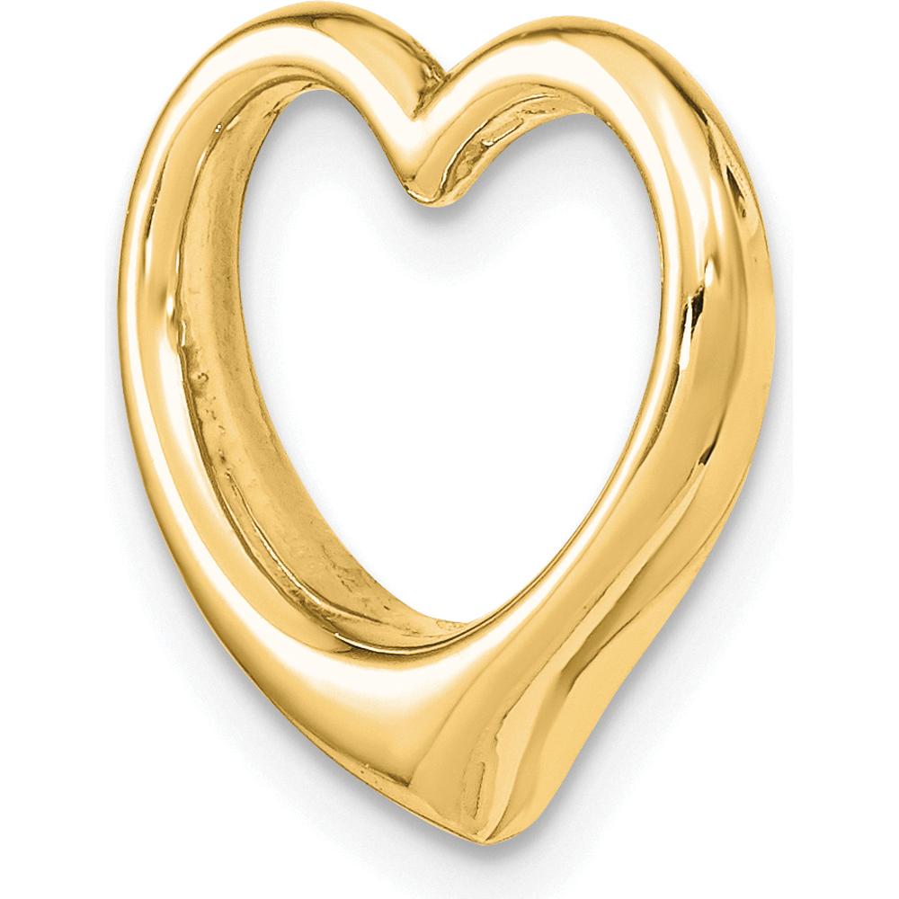 14K Yellow Gold Polished Floating Heart Pendant Slide - 15mm by Oro Pregiato