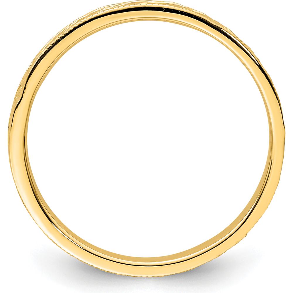 14K Yellow Gold Polished Floral Band Ring - 2.48mm Wide by 0