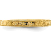 14K Yellow Gold Polished Floral Band Ring - 2.48mm Wide by 0