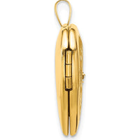 14K Yellow Gold Polished Floral Design Heart Locket Pendant with Diamond Center - 0.05 Carat Diamond by Oro Pregiato
