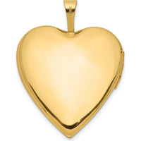 14K Yellow Gold Polished Floral Design Heart Locket Pendant with Diamond Center - 0.05 Carat Diamond by Oro Pregiato