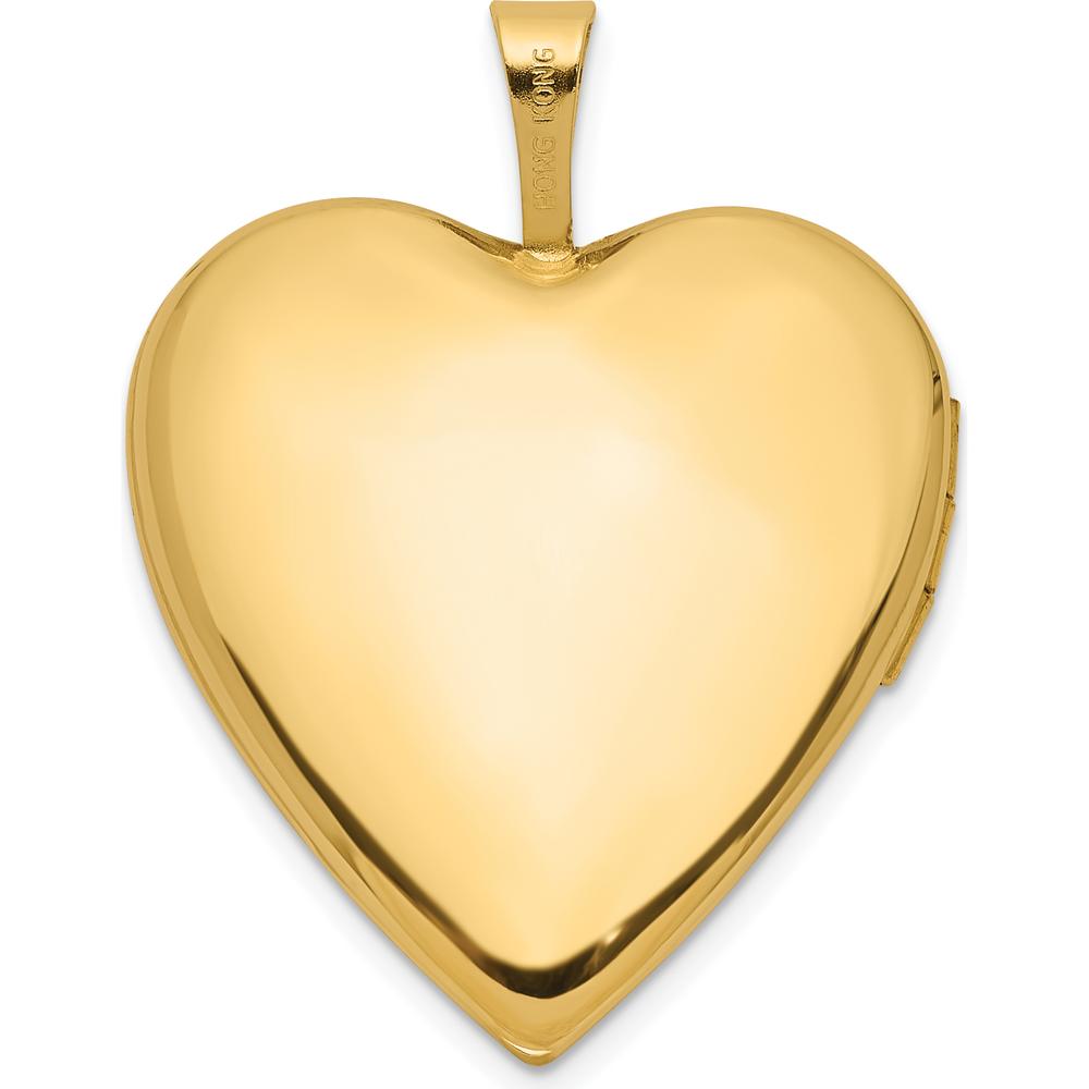 14K Yellow Gold Polished Floral Design Heart Locket Pendant with Diamond Center - 0.05 Carat Diamond by Oro Pregiato
