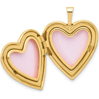14K Yellow Gold Polished Floral Design Heart Locket Pendant with Diamond Center - 0.05 Carat Diamond by Oro Pregiato