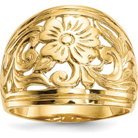 14K Yellow Gold Polished Floral Design Ring - Elegant Gold Jewelry Statement Piece by 0