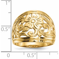 14K Yellow Gold Polished Floral Design Ring - Elegant Gold Jewelry Statement Piece by 0