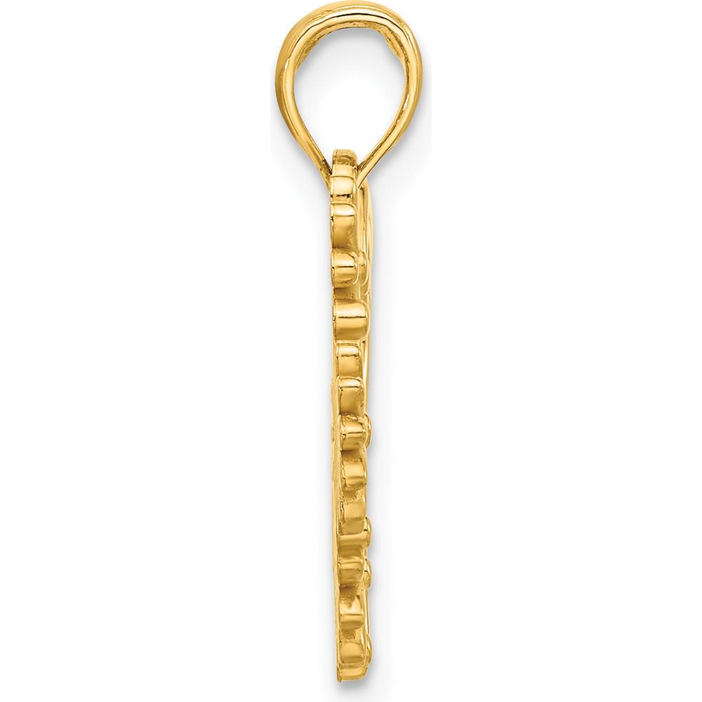 14K Yellow Gold Polished Floral Heart Pendant - 22.4mm Length by Oro Pregiato