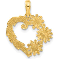 14K Yellow Gold Polished Floral Heart Pendant - 22.4mm Length by Oro Pregiato