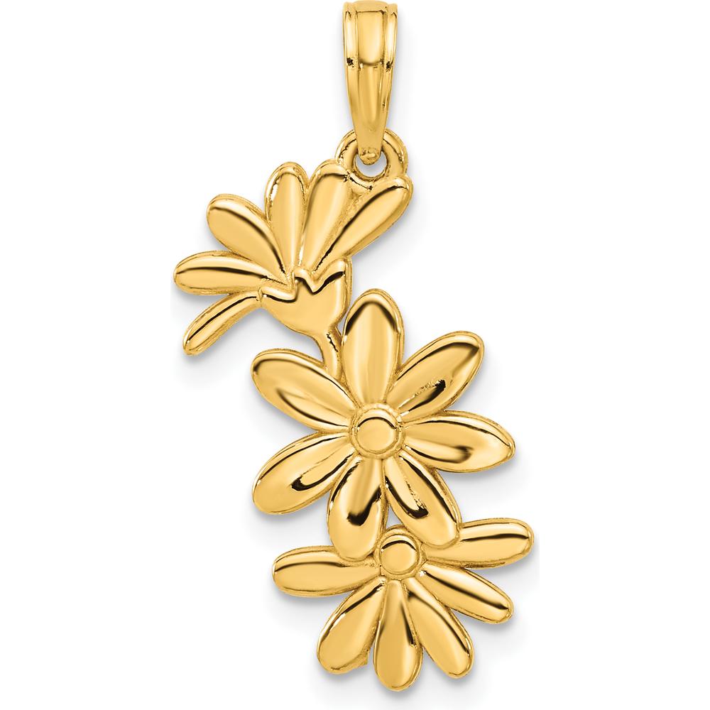 14K Yellow Gold Polished Floral Pendant - Nature Inspired Charm by Oro Pregiato