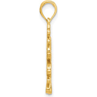 14K Yellow Gold Polished Floral Pendant - Nature Inspired Charm by Oro Pregiato