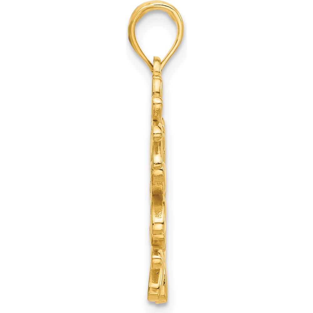 14K Yellow Gold Polished Floral Pendant - Nature Inspired Charm by Oro Pregiato