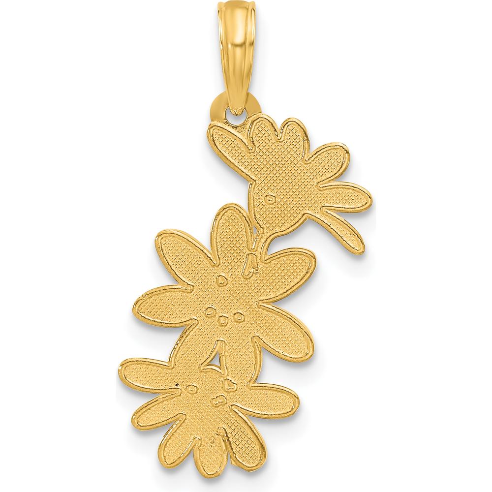 14K Yellow Gold Polished Floral Pendant - Nature Inspired Charm by Oro Pregiato