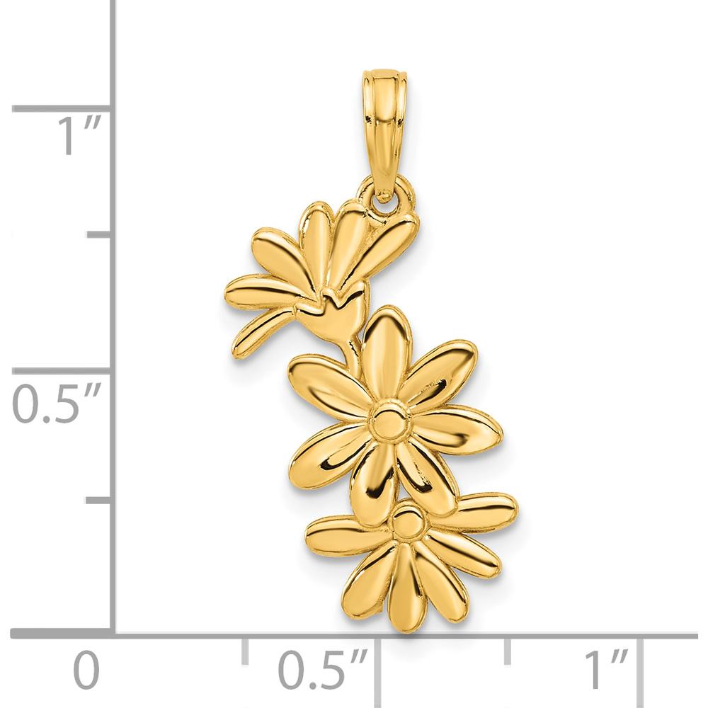 14K Yellow Gold Polished Floral Pendant - Nature Inspired Charm by Oro Pregiato