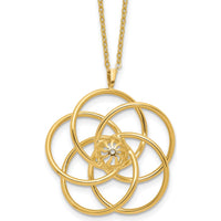 14K Yellow Gold Polished Floral Pendant Necklace - 17" Cable Chain by 0