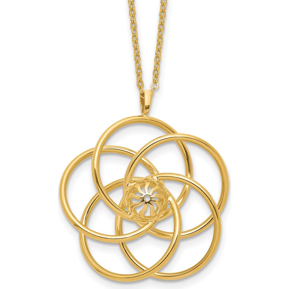 14K Yellow Gold Polished Floral Pendant Necklace - 17" Cable Chain by 0