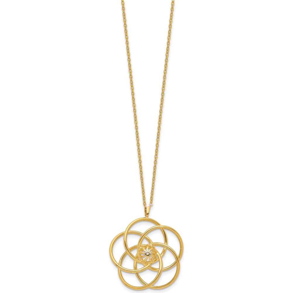 14K Yellow Gold Polished Floral Pendant Necklace - 17" Cable Chain by 0
