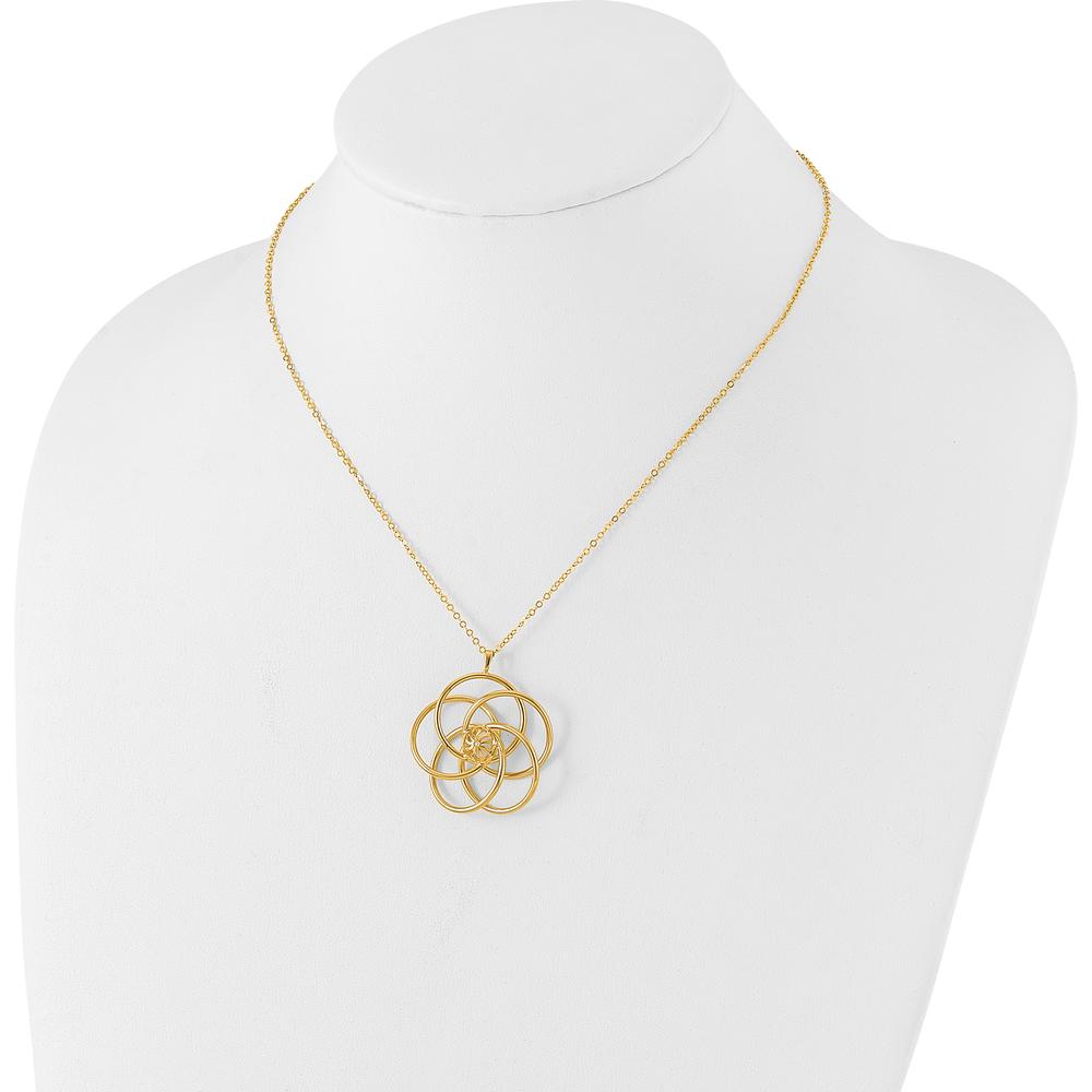 14K Yellow Gold Polished Floral Pendant Necklace - 17" Cable Chain by 0