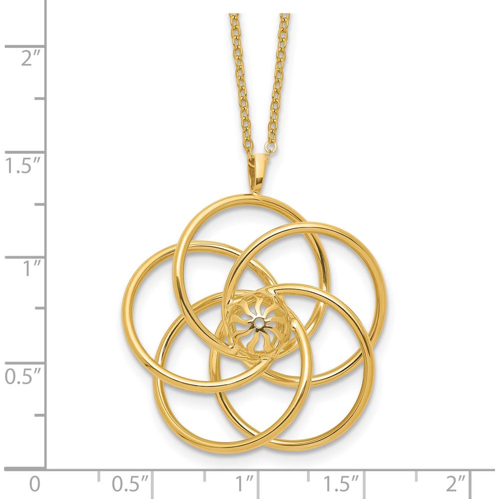 14K Yellow Gold Polished Floral Pendant Necklace - 17" Cable Chain by 0