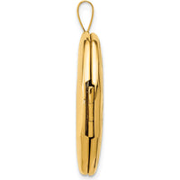 14K Yellow Gold Polished Floral Scrolled Oval Locket Pendant - Holds 2 Photos by Oro Pregiato