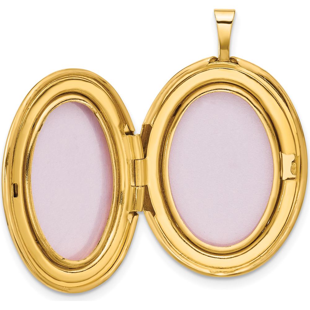 14K Yellow Gold Polished Floral Scrolled Oval Locket Pendant - Holds 2 Photos by Oro Pregiato