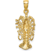14K Yellow Gold Polished Florida Lobster Pendant Charm by Oro Pregiato