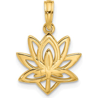 14K Yellow Gold Polished Flower Charm Pendant - 22mm by Oro Pregiato
