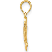 14K Yellow Gold Polished Flower Charm Pendant - 22mm by Oro Pregiato
