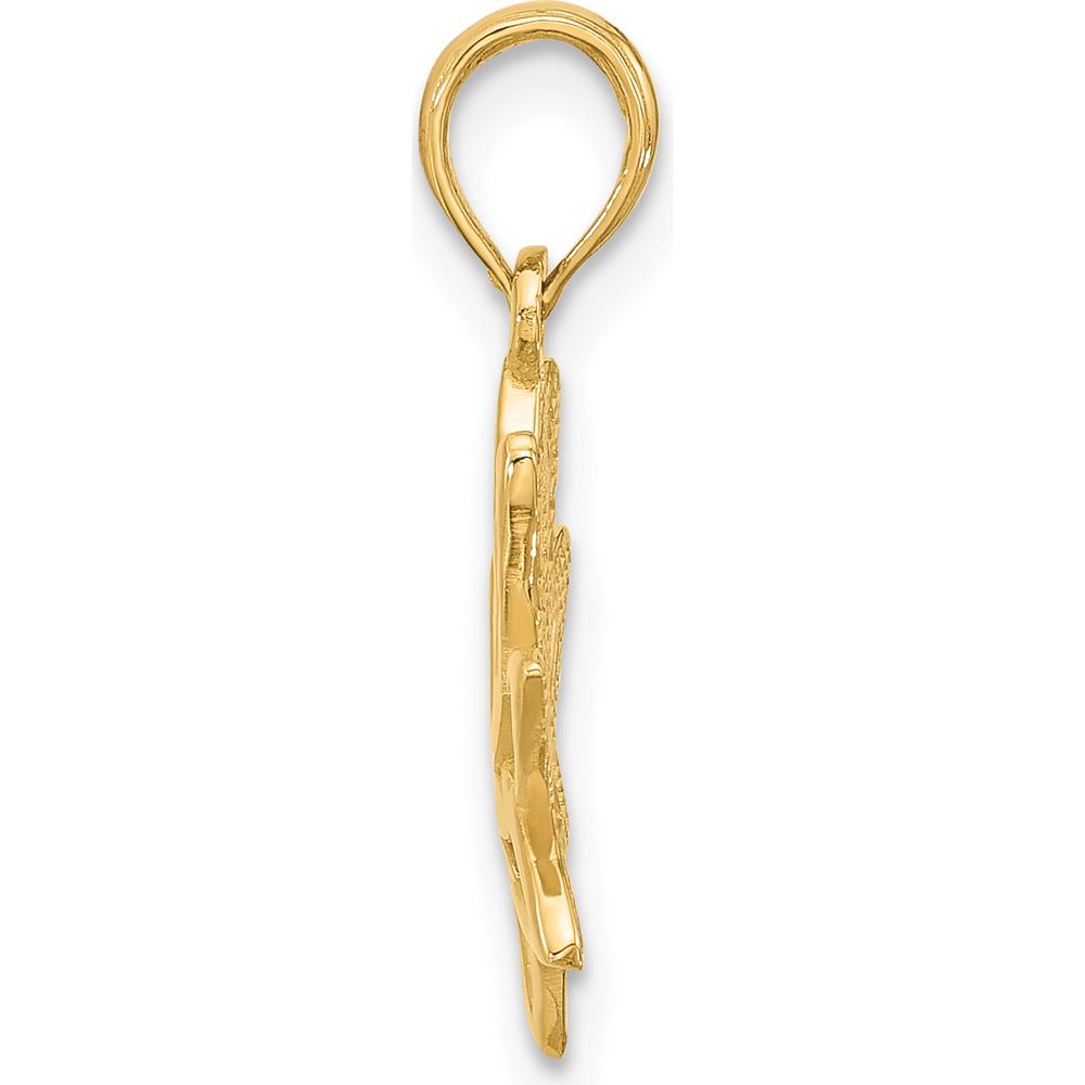 14K Yellow Gold Polished Flower Charm Pendant - 22mm by Oro Pregiato