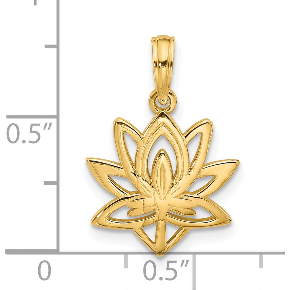 14K Yellow Gold Polished Flower Charm Pendant - 22mm by Oro Pregiato