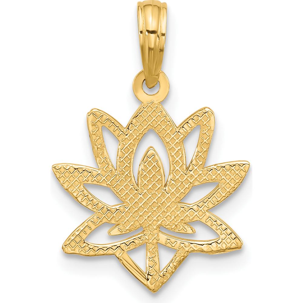 14K Yellow Gold Polished Flower Charm Pendant - 22mm by Oro Pregiato
