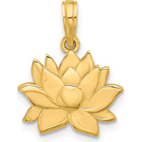 14K Yellow Gold Polished Flower Pendant - Lotus Design - 19.6mm by Oro Pregiato